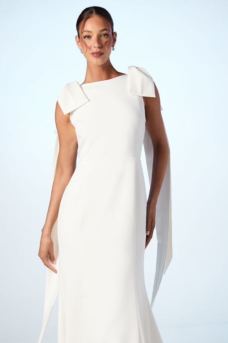 Bow Detail Button Back Maxi Wedding Dress - Image 2