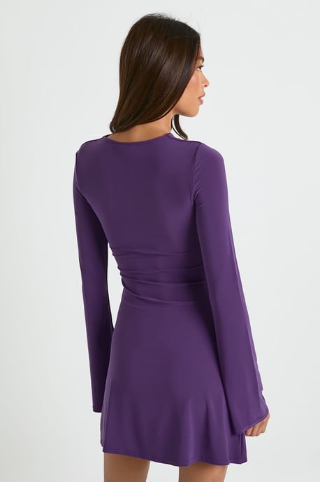 Knot Detail Ruched Waist Mini Dress - Image 2