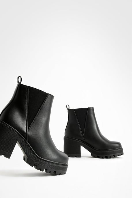 Wide Fit Chunky Block Heel Chelsea Boots - Image 4