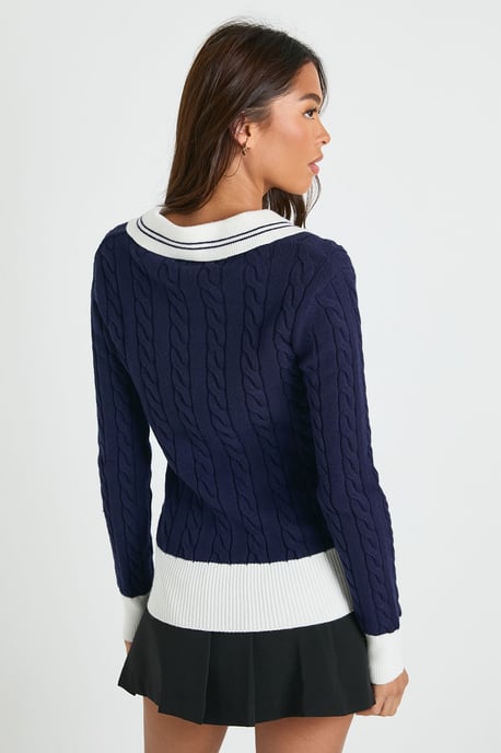 Cable Collar Detail Oversized Jumper - Image 2