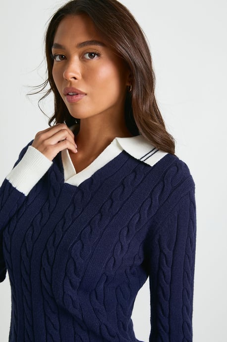 Cable Collar Detail Oversized Jumper - Image 4