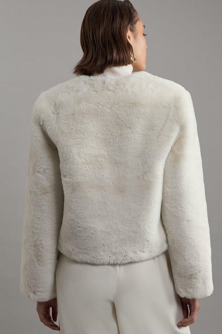 Collarless Faux Fur Jacket - Image 6