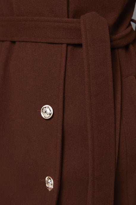 Knitted Collar Button Through Wrap Coat - Image 5