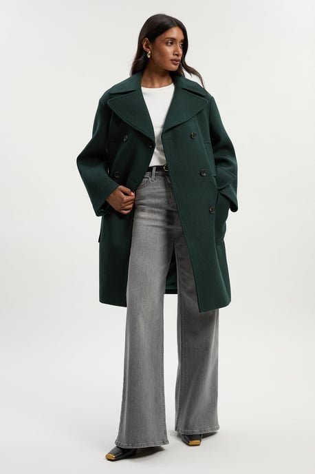 Wool Patch Pocket Tailored Midi Coat - Image 1