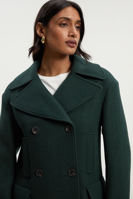 Wool Patch Pocket Tailored Midi Coat - Image 3