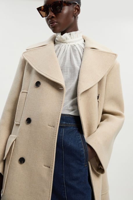 Wool Patch Pocket Tailored Midi Coat - Image 2