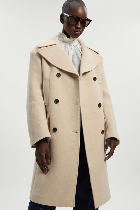 Wool Patch Pocket Tailored Midi Coat - Image 3