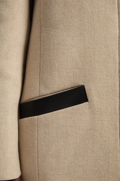 Wool Pu Mix Tailored Midi Coat - Image 5