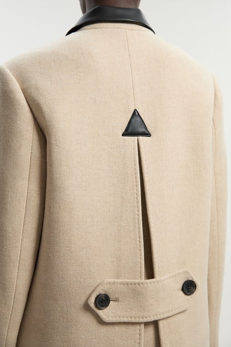Wool Pu Mix Tailored Midi Coat - Image 6