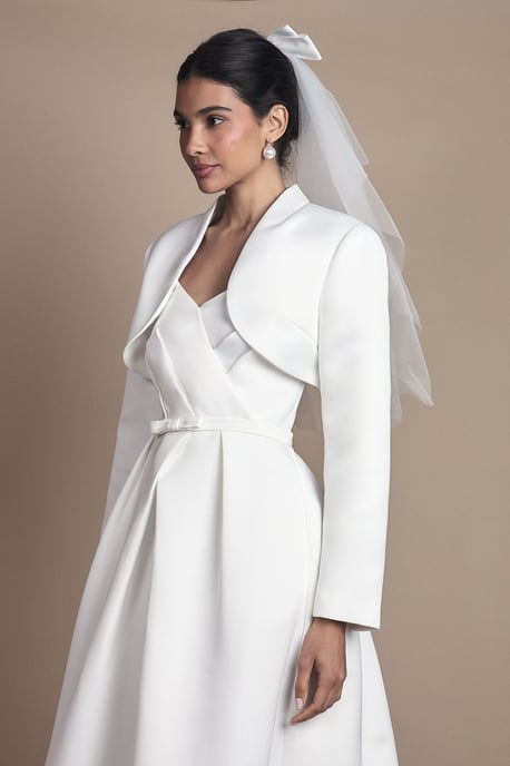 Satin Bridal Bolero Jacket - Image 1