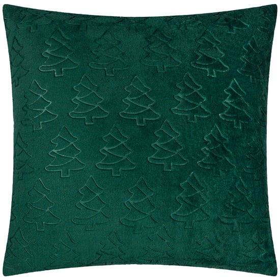 Furn Festive Trees Embossed Polyester Filled Cushion , 50cm x 50cm, Emerald - Image 1
