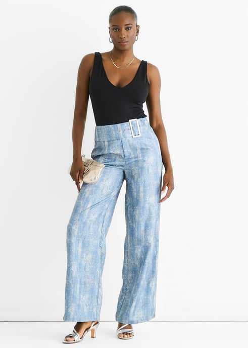 Blue Buckle Detail Trouser - Image 1