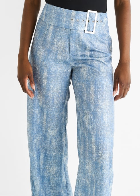 Blue Buckle Detail Trouser - Image 2