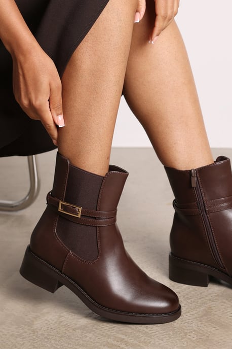 Wheres That From Womens 'Riya' Ankle Boot with Gold Buckle Detail - Image 1
