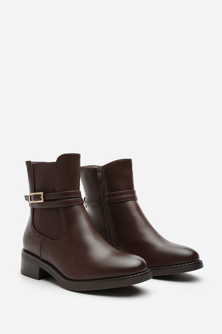 Wheres That From Womens 'Riya' Ankle Boot with Gold Buckle Detail - Image 3