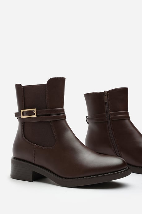 Wheres That From Womens 'Riya' Ankle Boot with Gold Buckle Detail - Image 4