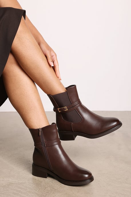 Wheres That From Womens 'Riya' Ankle Boot with Gold Buckle Detail - Image 6