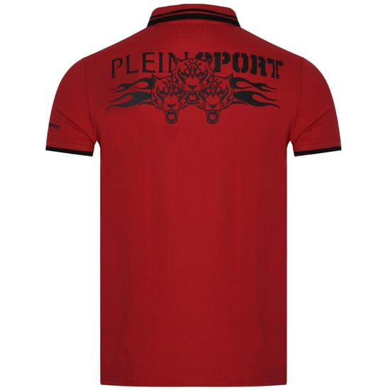 Plein Sport Twin Tipped Collar Tiger Design Op De Rug Rood Poloshirt - Image 2