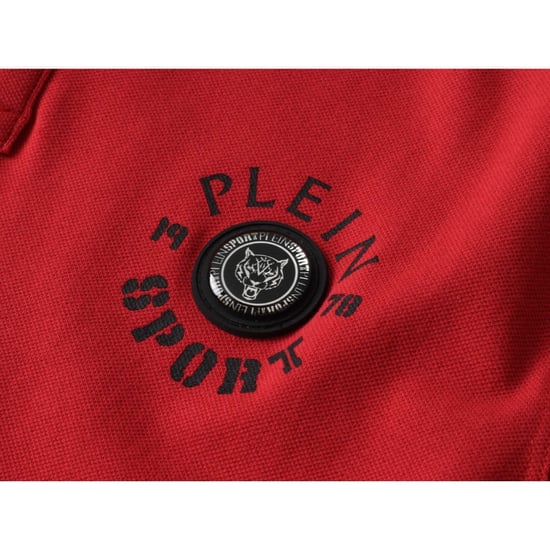 Plein Sport Twin Tipped Collar Tiger Design Op De Rug Rood Poloshirt - Image 3