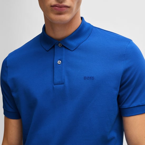 Men's Boss Pallas Polo Shirt in Blue - Image 3