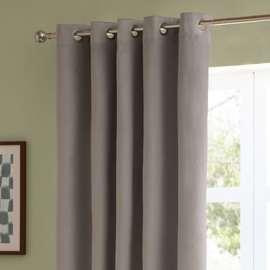 Furn The Ultimate Velvet Room Darkening Eyelet Curtain Pair, Silver - Image 4