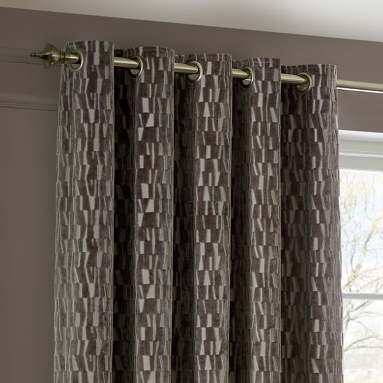 Paoletti Manhattan Velvet Room Darkening Eyelet Curtain Pair, Mink - Image 3