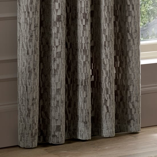 Paoletti Manhattan Velvet Room Darkening Eyelet Curtain Pair, Mink - Image 4