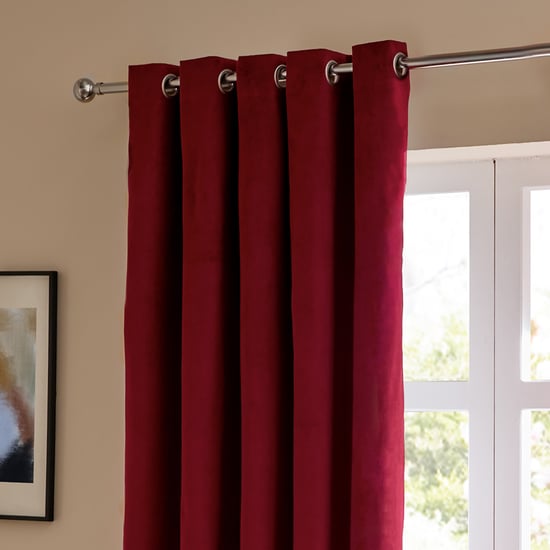 Furn The Ultimate Velvet Room Darkening Eyelet Curtain Pair, Burgundy - Image 4