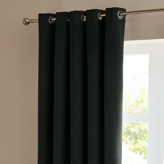 Furn The Ultimate Velvet Room Darkening Eyelet Curtain Pair, Black - Image 4