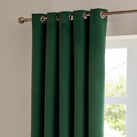 Furn The Ultimate Velvet Room Darkening Eyelet Curtain Pair, Emerald - Image 4