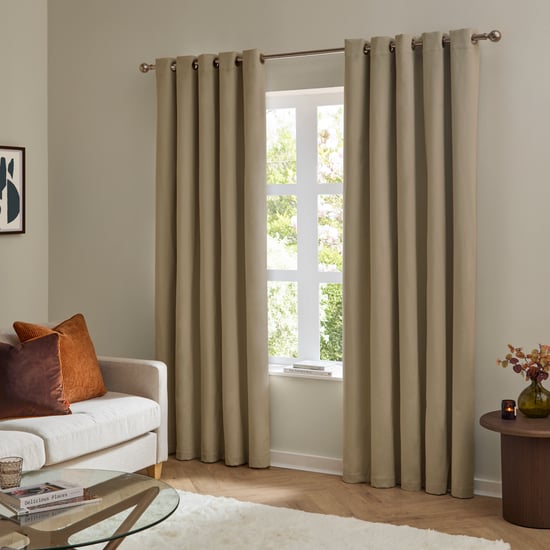 Furn The Ultimate Velvet Blackout Eyelet Curtain Pair, Mocha - Image 2