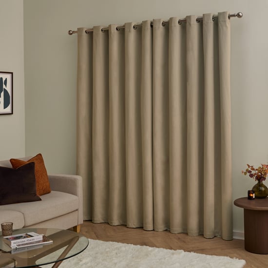 Furn The Ultimate Velvet Blackout Eyelet Curtain Pair, Mocha - Image 3