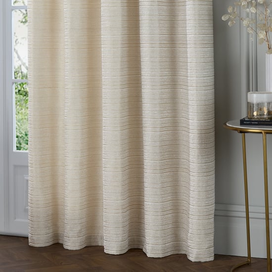 Paoletti Jupiter Chenille Jacquard Eyelet Curtain Pair, Ivory/Gold - Image 4