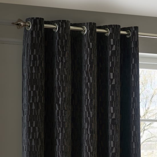 Paoletti Manhattan Velvet Room Darkening Eyelet Curtain Pair, Charcoal - Image 3