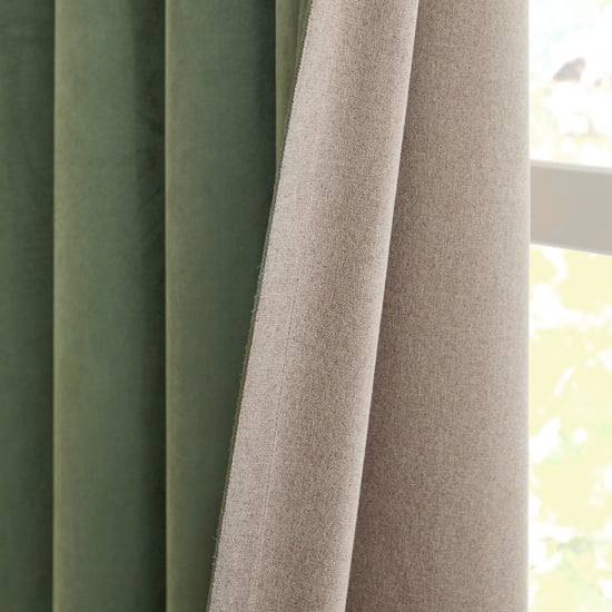 Furn Verso Reversible Suede-look Blackout Eyelet Curtain Pair, Green - Image 3