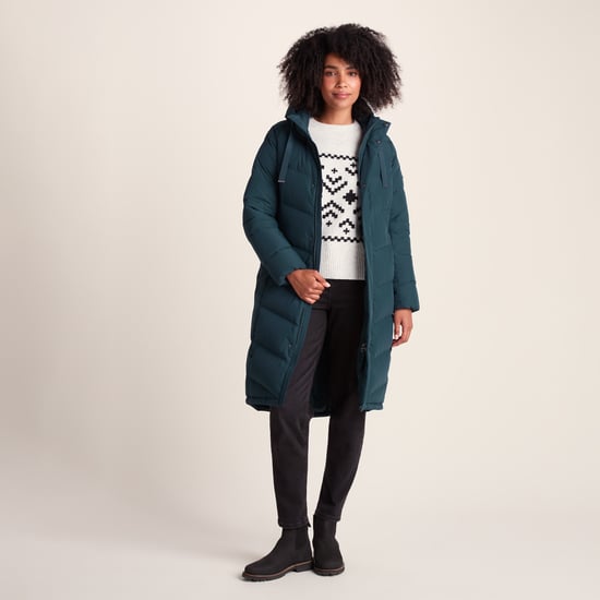 Raleigh Luxe Long Womens Down Jacket Petrol Green - Image 3