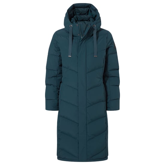 Raleigh Luxe Long Womens Down Jacket Petrol Green - Image 5