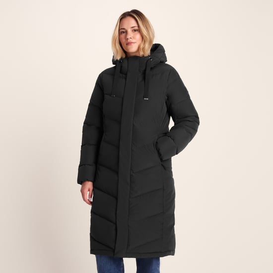 Raleigh Luxe Long Womens Down Jacket Black - Image 1