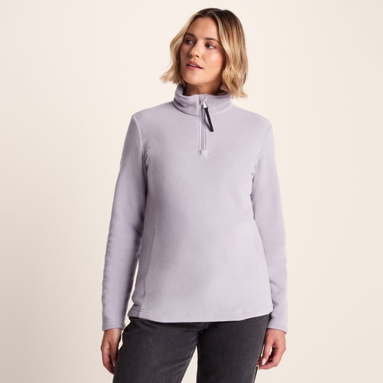 Revive Womens Fleece Zip Neck Lavender Grey - Image 1