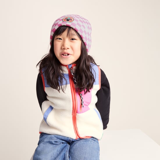 Uda Kids Shaun the Sheep Knit Hat Pink White Checkerboard - Image 3