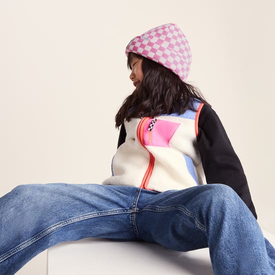 Uda Kids Shaun the Sheep Knit Hat Pink White Checkerboard - Image 4