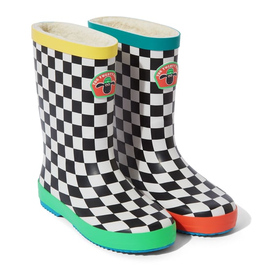 Border Kids Shaun the Sheep Wellies Black White Checkerboard - Image 5