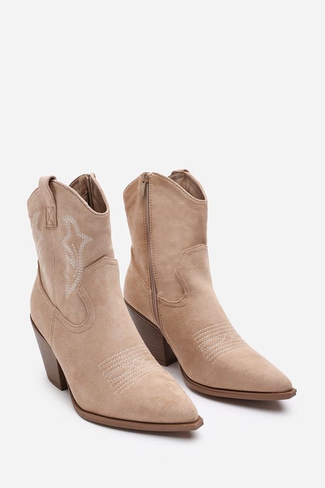 Wheres That From Womens 'Whitney' Suede Cowboy Boots Ankle Length Western Block Heel - Image 3