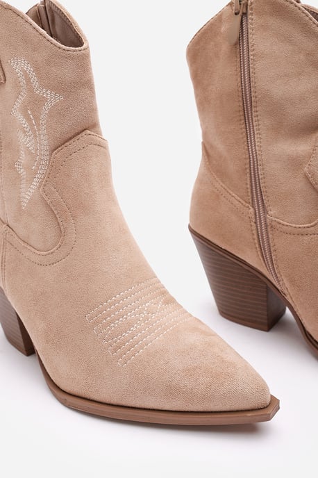 Wheres That From Womens 'Whitney' Suede Cowboy Boots Ankle Length Western Block Heel - Image 4