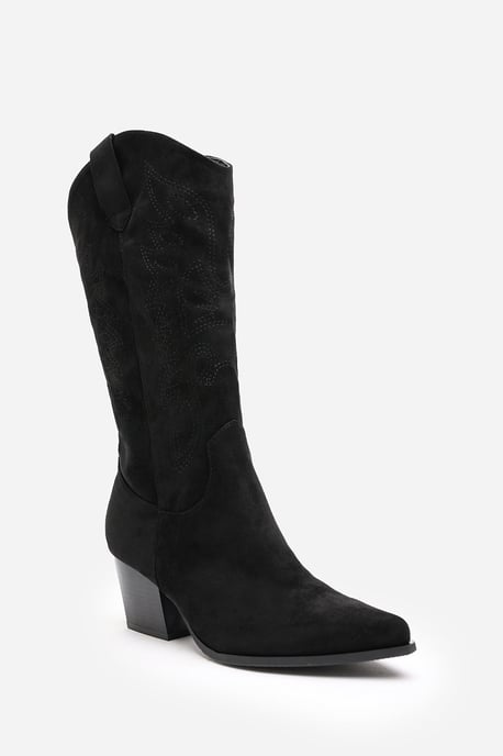 Wheres That From Womens 'Brynn' Calf Cowboy Boots Block Heel Western Embroidered - Image 3