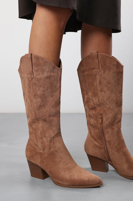 Wheres That From Womens 'Brynn' Calf Cowboy Boots Block Heel Western Embroidered - Image 1