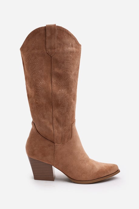 Wheres That From Womens 'Brynn' Calf Cowboy Boots Block Heel Western Embroidered - Image 2