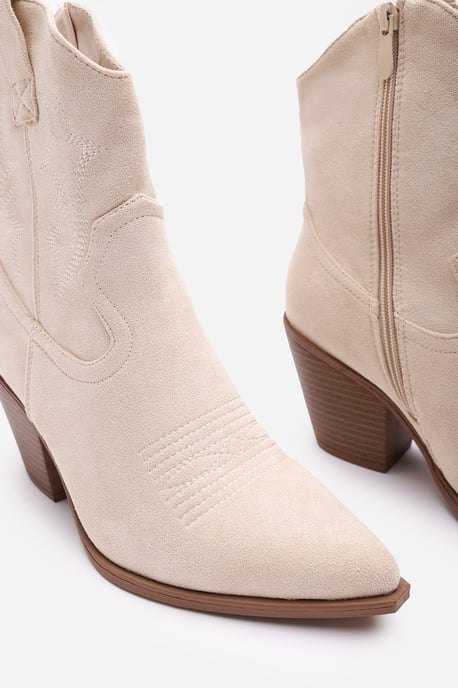 Wheres That From Womens 'Whitney' Suede Cowboy Boots Ankle Length Western Block Heel - Image 4