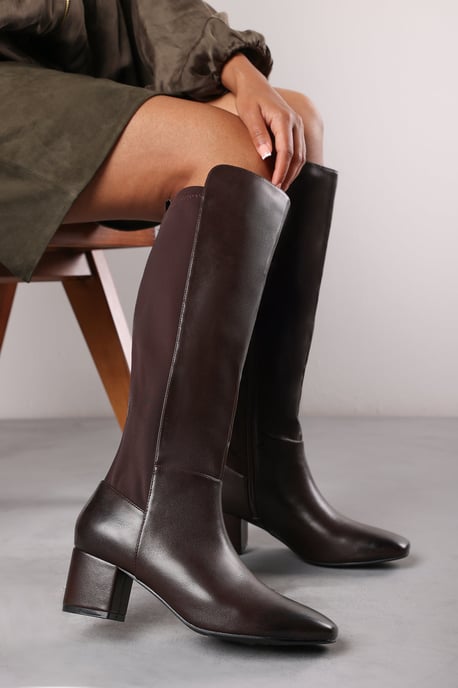 Wheres That From Womens 'Cherish' Block Heel Knee High Boots With Side Zip - Image 1