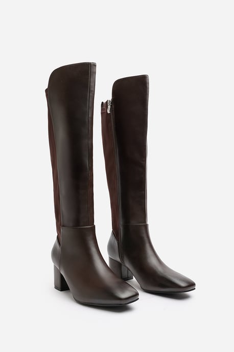 Wheres That From Womens 'Cherish' Block Heel Knee High Boots With Side Zip - Image 4